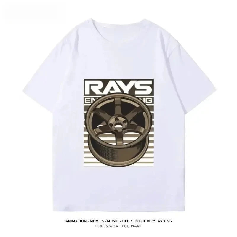 TE37 Wheel Hub Modified Car JDM Short-sleeved T-shirt
