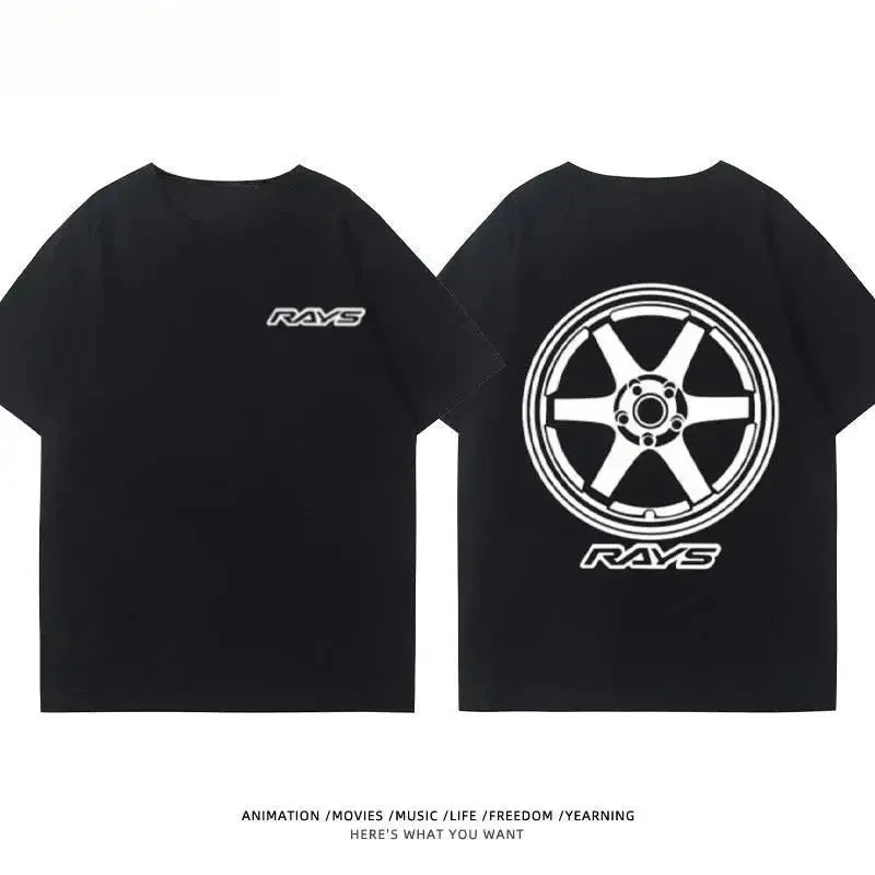 TE37 Wheel Hub Modified Car JDM Short-sleeved T-shirt