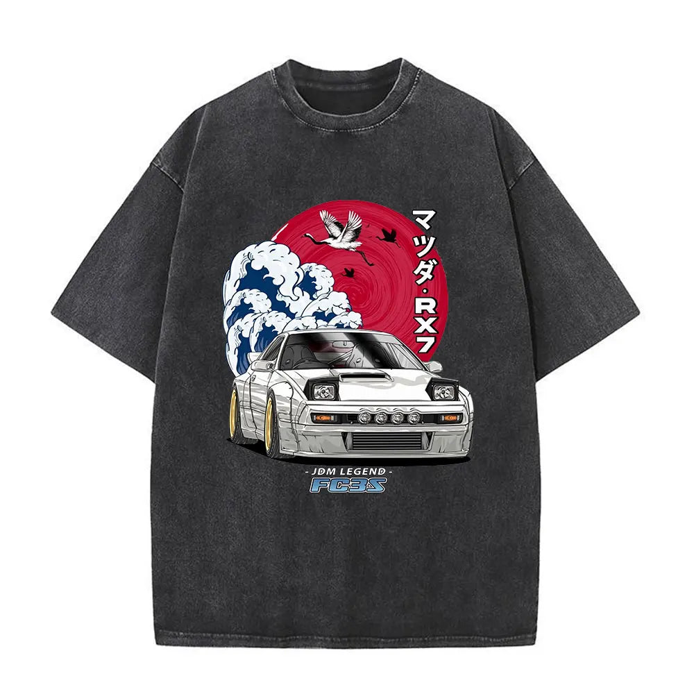 Initial D Drift AE86 Vintage  Printed Washed T-shirt