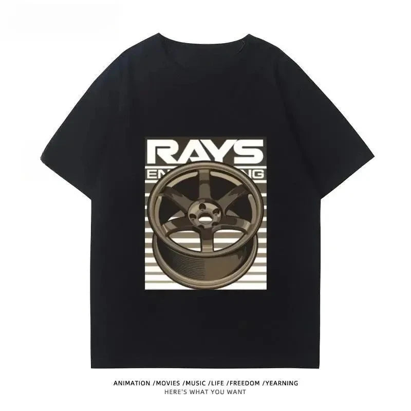 TE37 Wheel Hub Modified Car JDM Short-sleeved T-shirt