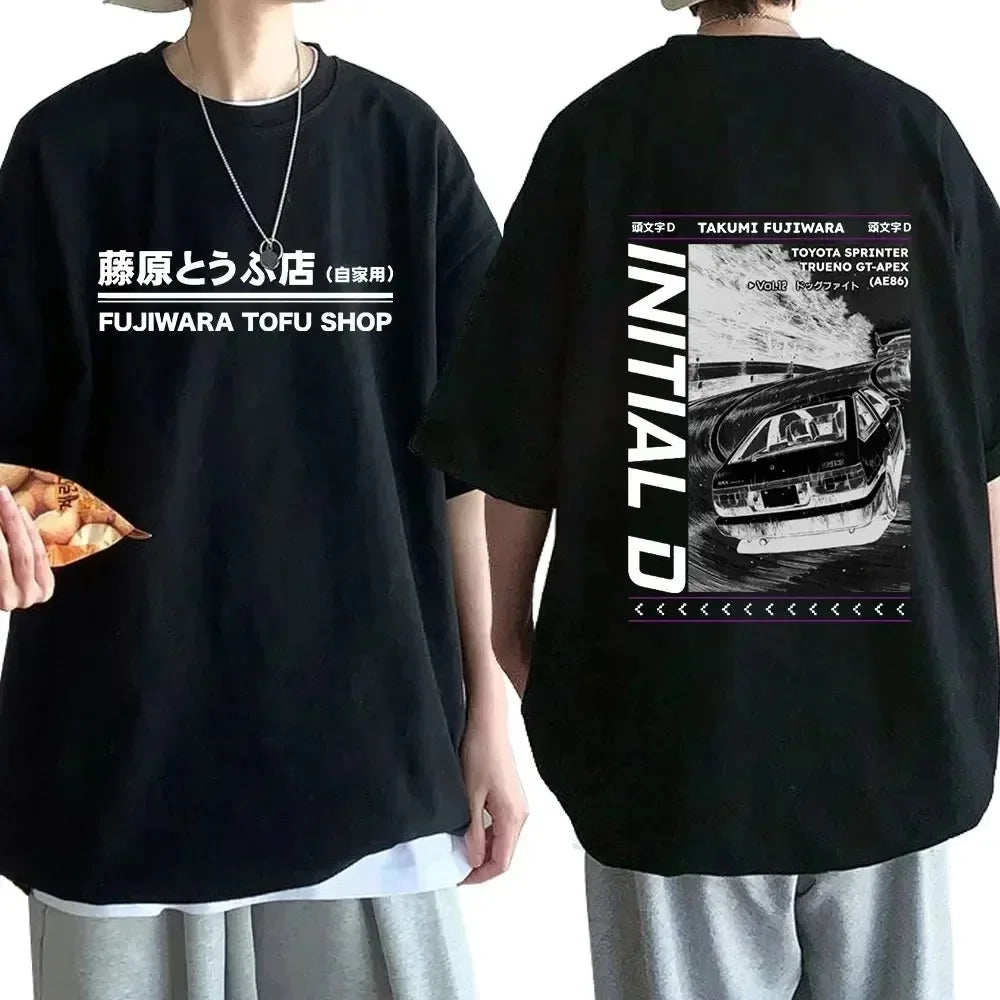 Anime Drift AE86 Initial D Double Sided T Shirt