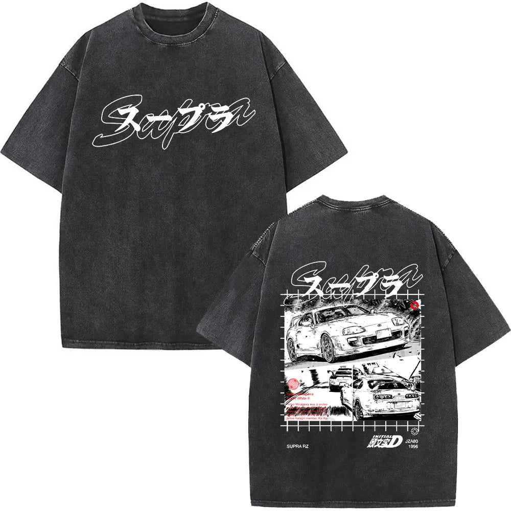 Initial D Drift AE86 Vintage  Printed Washed T-shirt